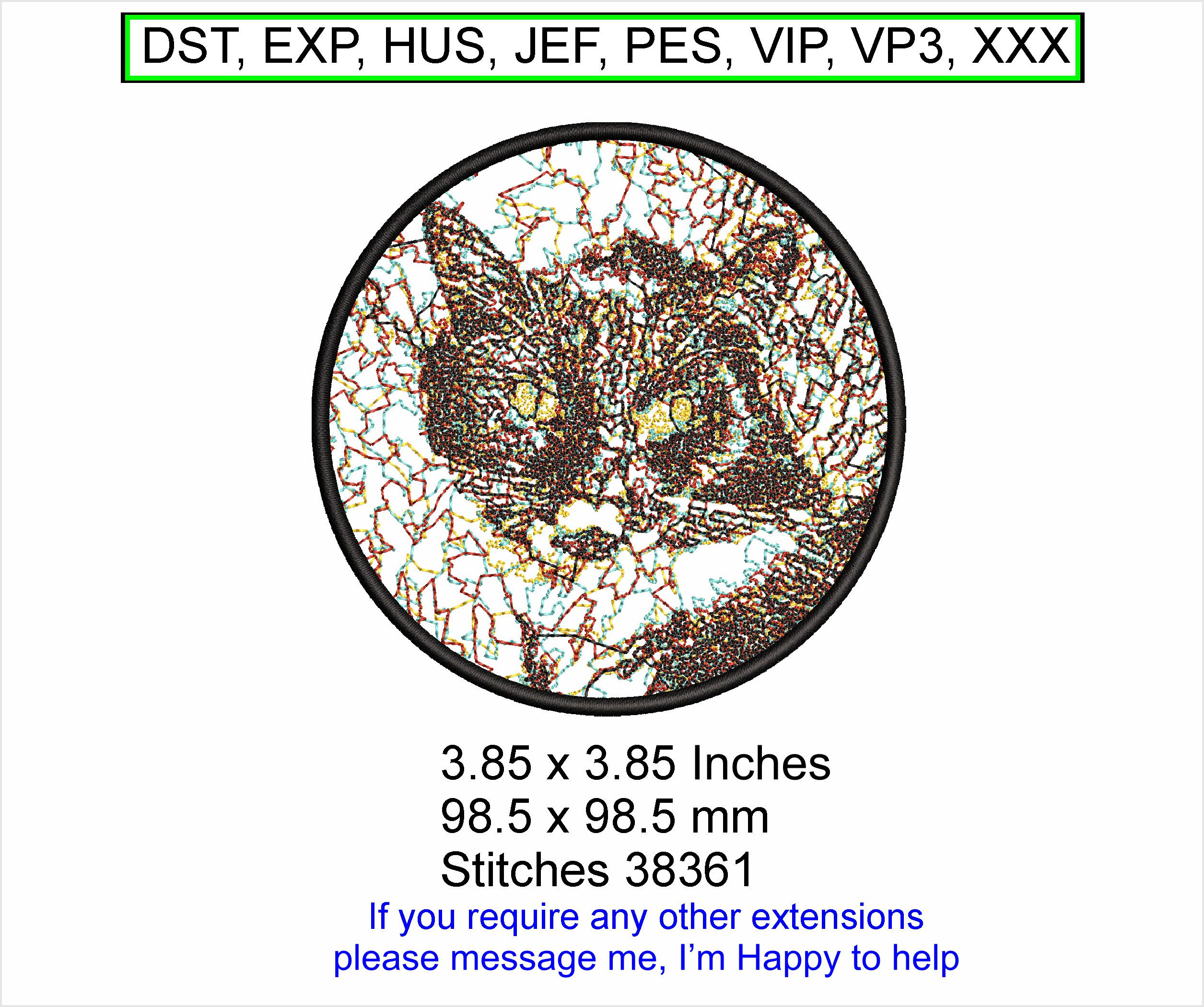 Charlie the cat 4 Colours - Machine Embroidery Hoop Design - Digital Download I
