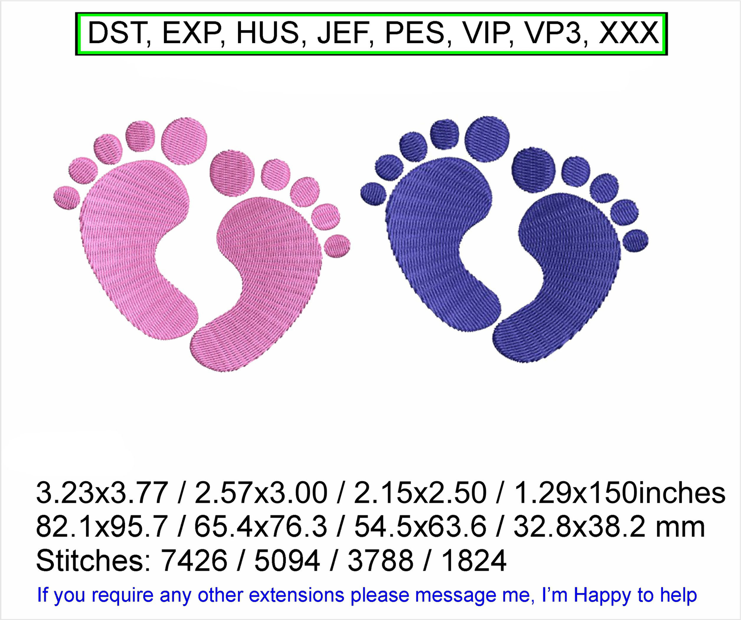 Baby Feet, 4 sizes Machine Embroidery Hoop Design ITH (Digital Download)