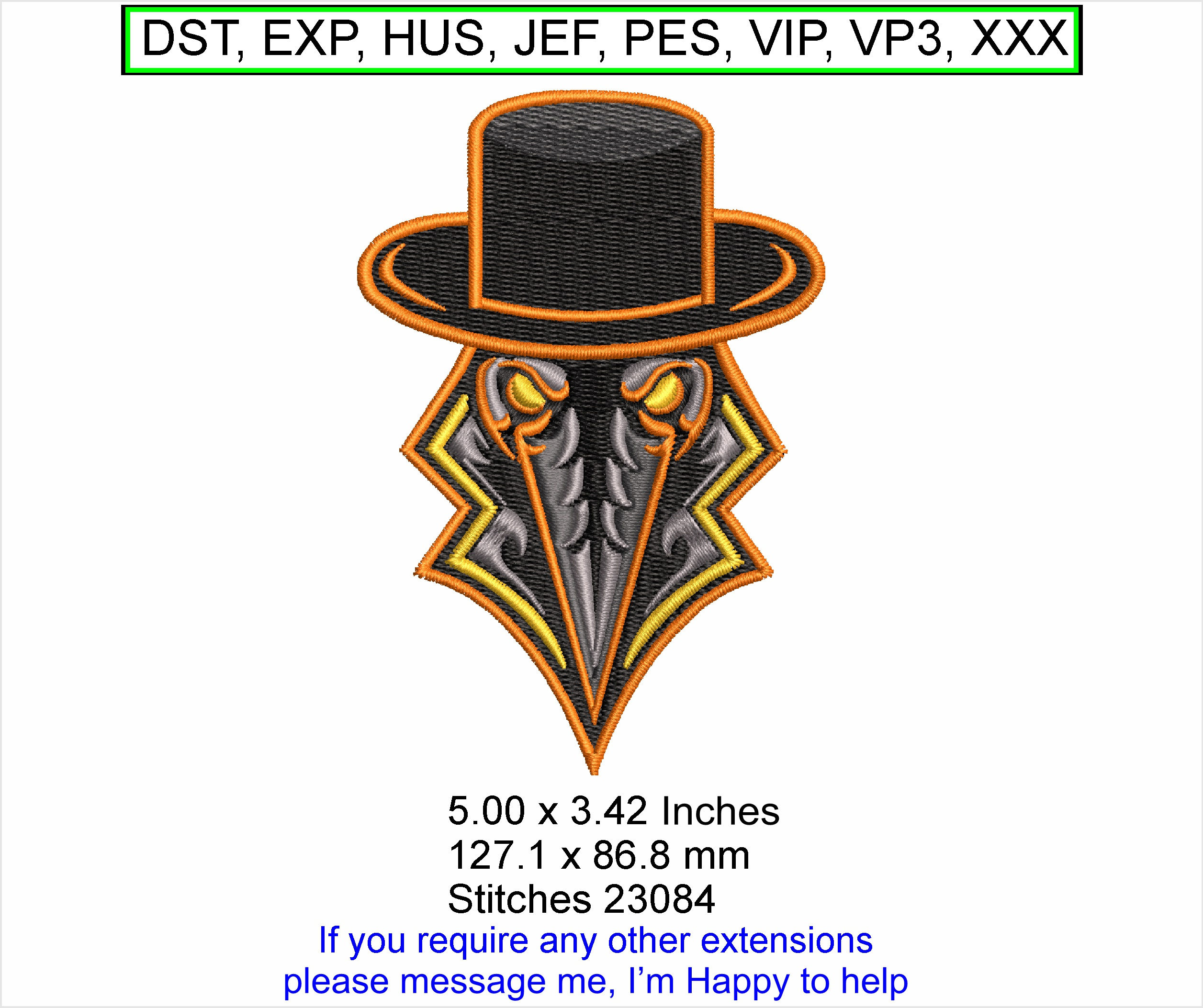 Perry Alien Out of Space Doctor Mask Medium Machine Embroidery Hoop Design ITH