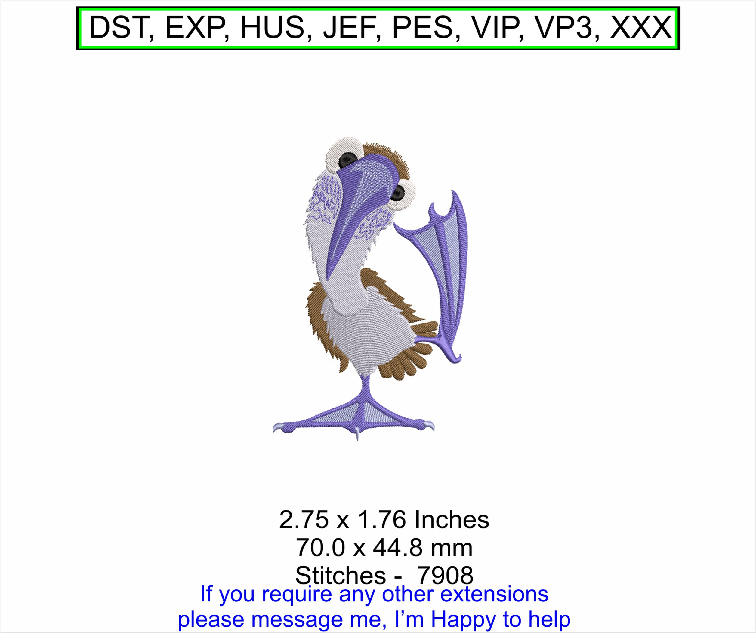 Retro Blue Footed Booby Dancing Machine Embroidery Design | Funny Bird 2.75