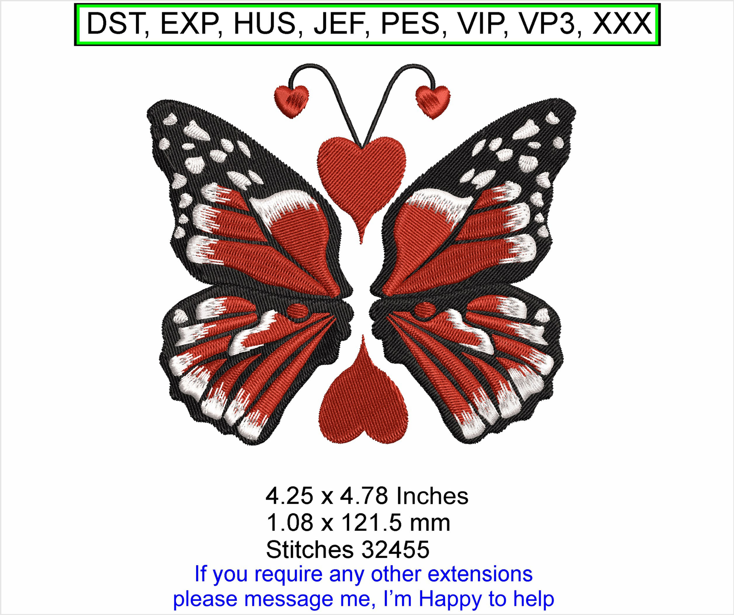 Butterfly wings Kissing Machine Embroidery Hoop Design - Instant download