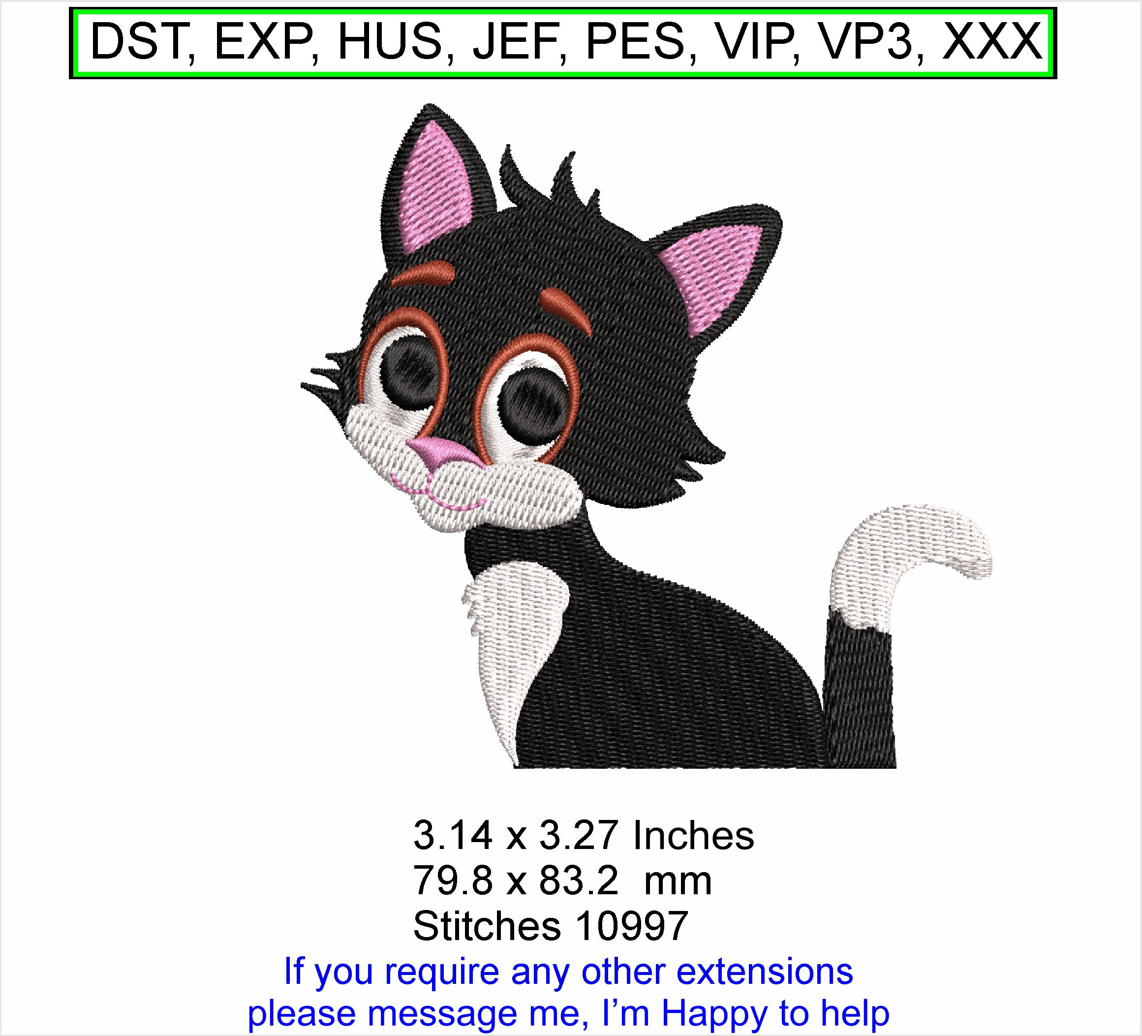 Sylvester the Cat for the pocket small Machine Embroidey Hoop Design ITH