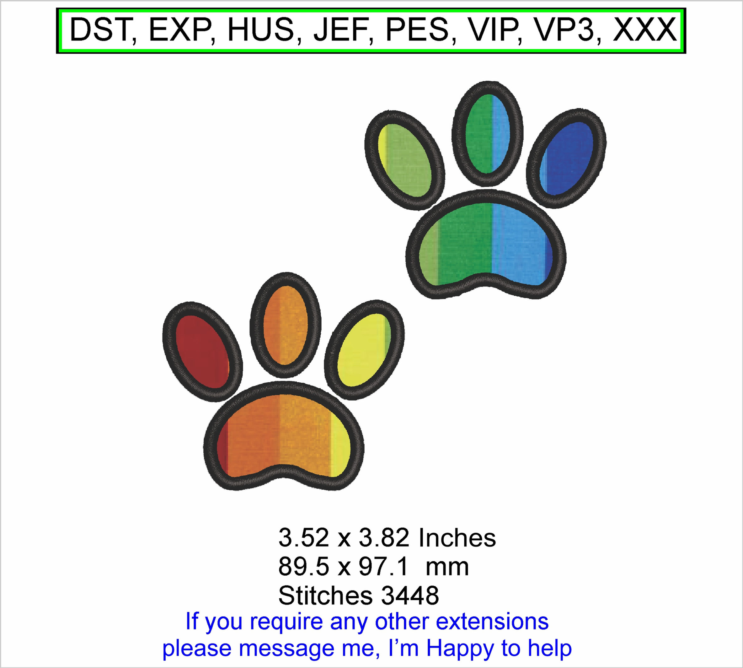 Applique Pet Feet - Small - Machine Embroidery Hoop Design ITH