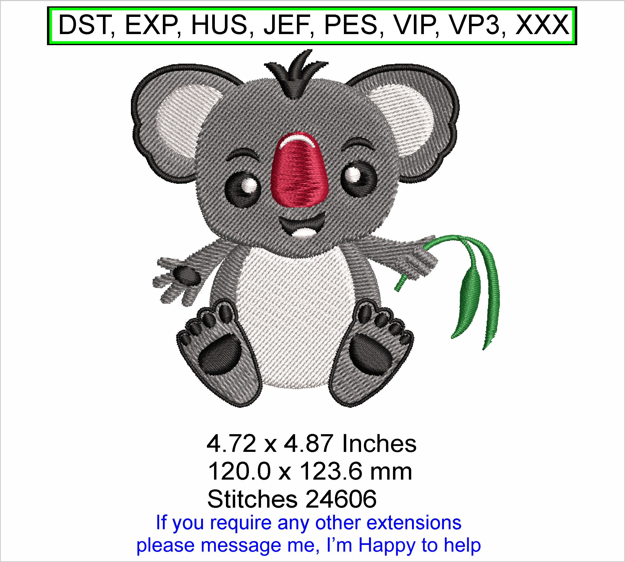 Keiko the Koala - Large - Machine Embroidery Hoop Design -Instant Download ITH