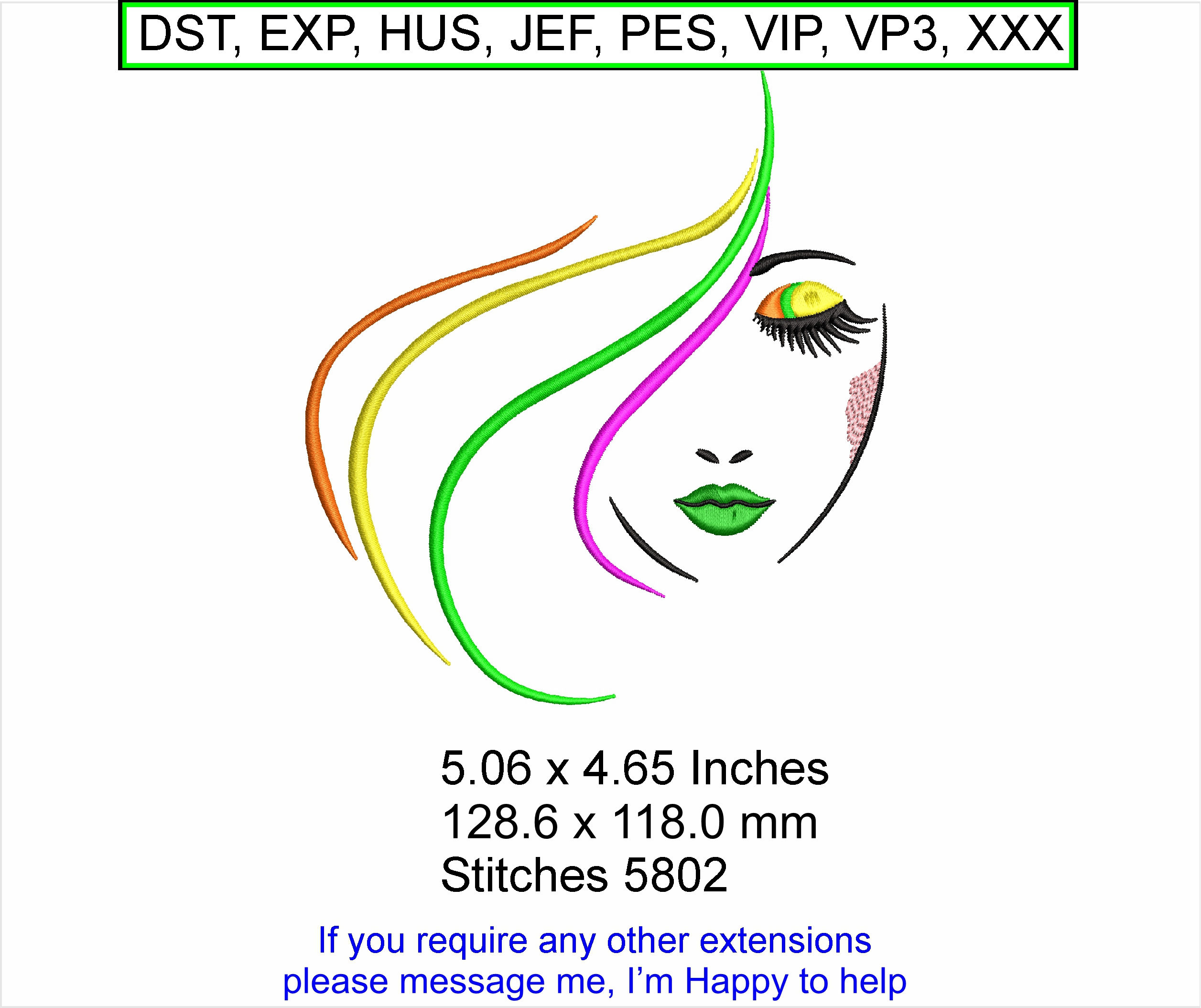 Brianna's retro abstract Face Art Machine Embroidery Hoop Design ITH