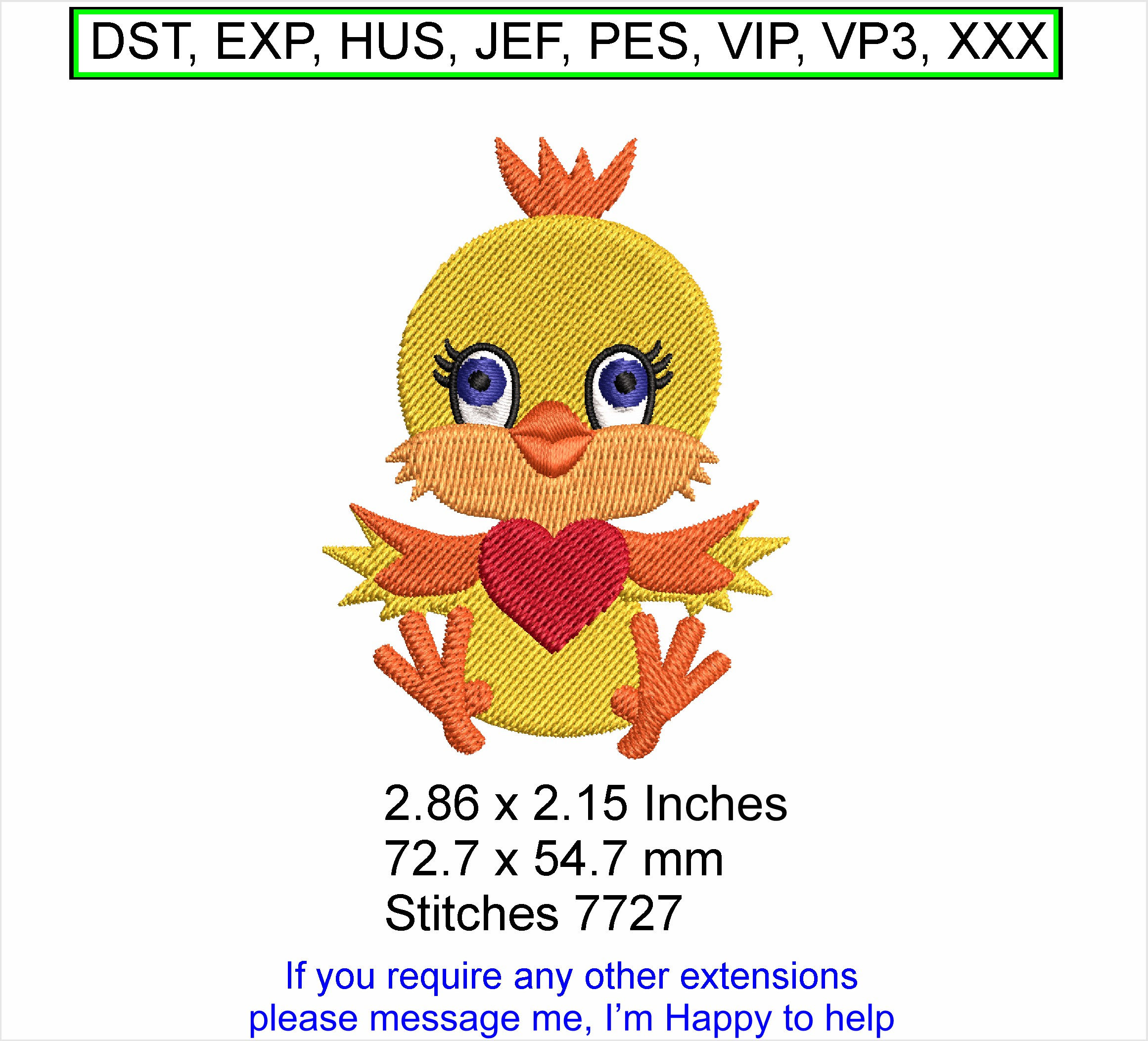 Checky the Chicken Bird - Machine Embroidery Hoop Design - Instant Download