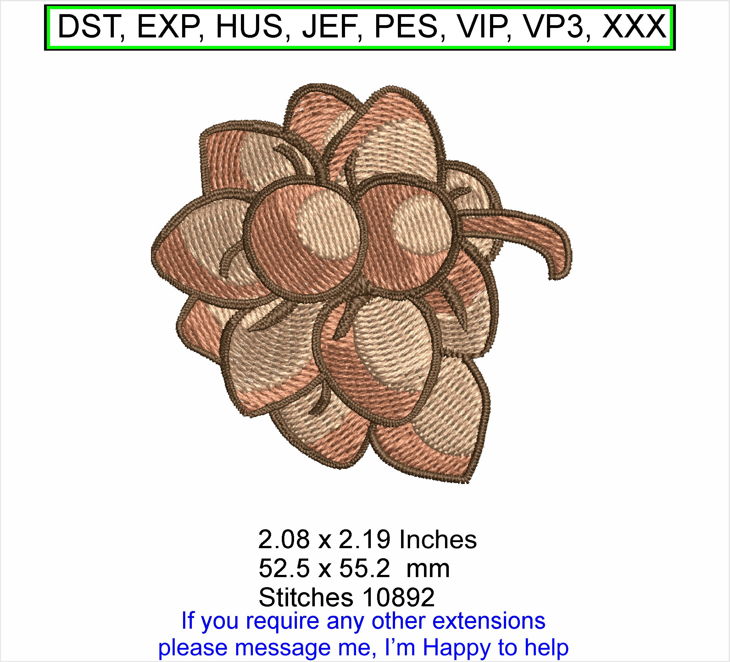 Big Bunch of Coconuts Machine Embroidery Hoop Design ITH