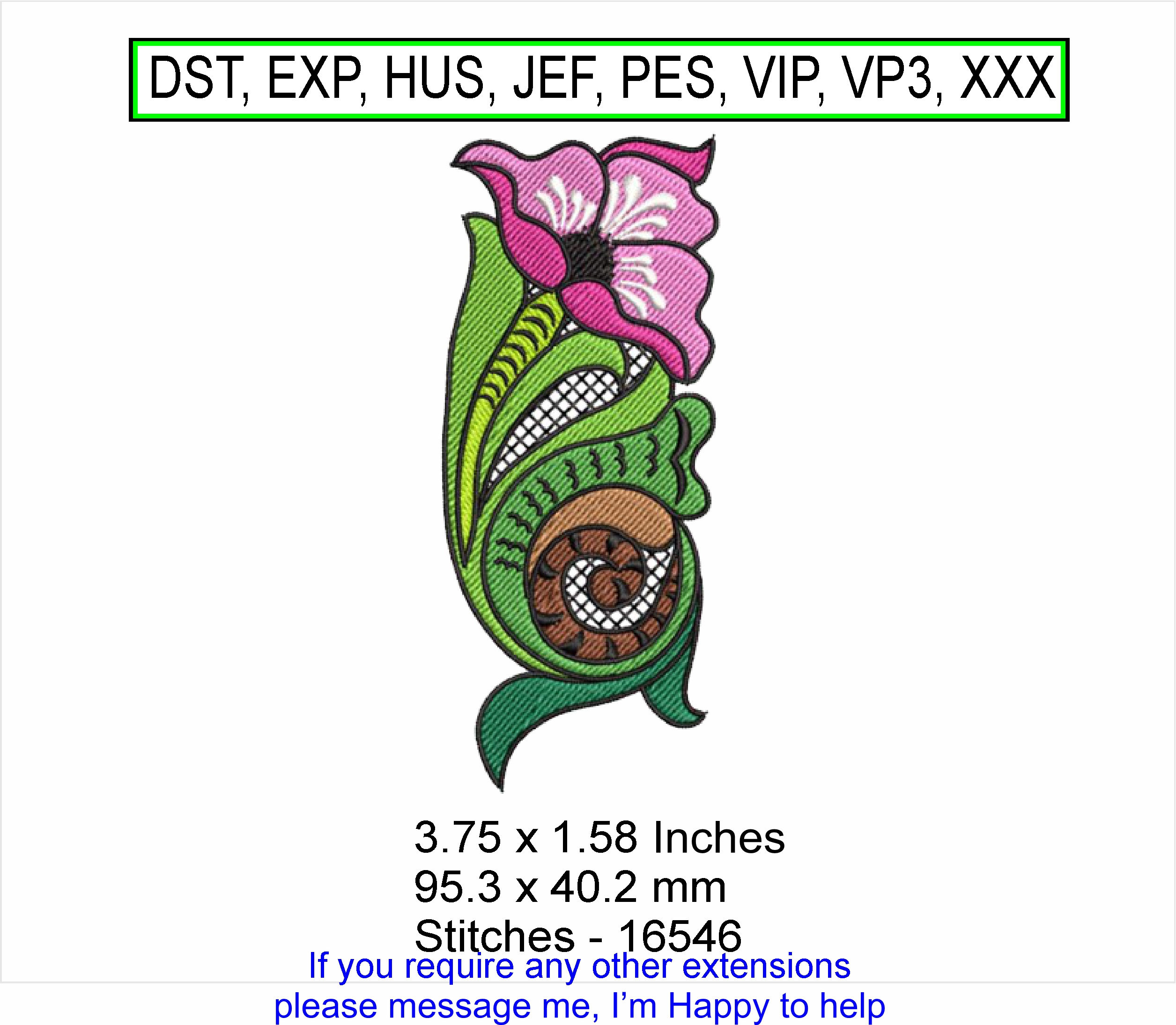 Art Deco Retro Flower - Small - Machine Embroidery Hoop Design ITH Trendy Koru