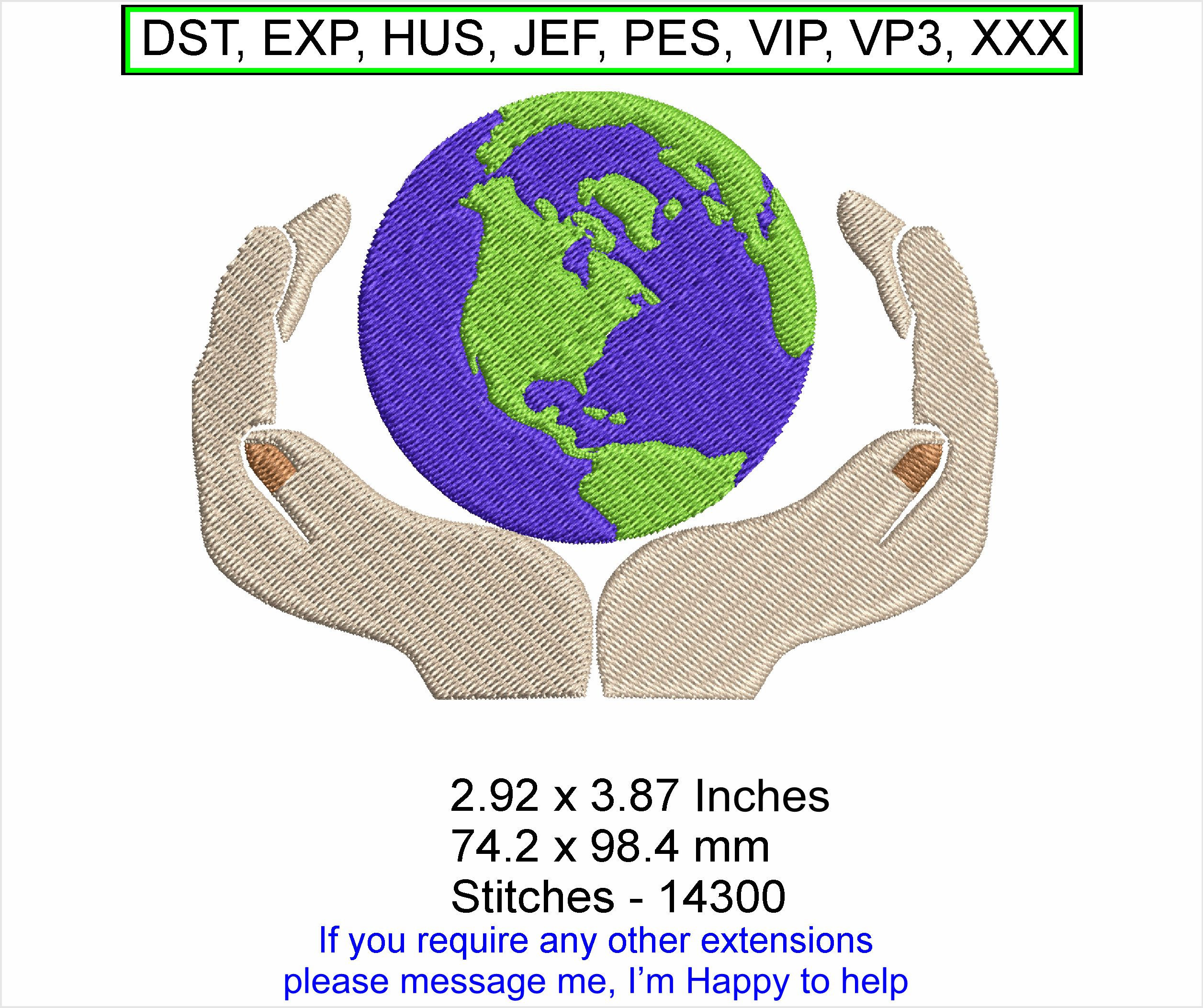 Hands around the World - Size 2.92 x 3.8 Inches - Machine Embrodery Hoop Design