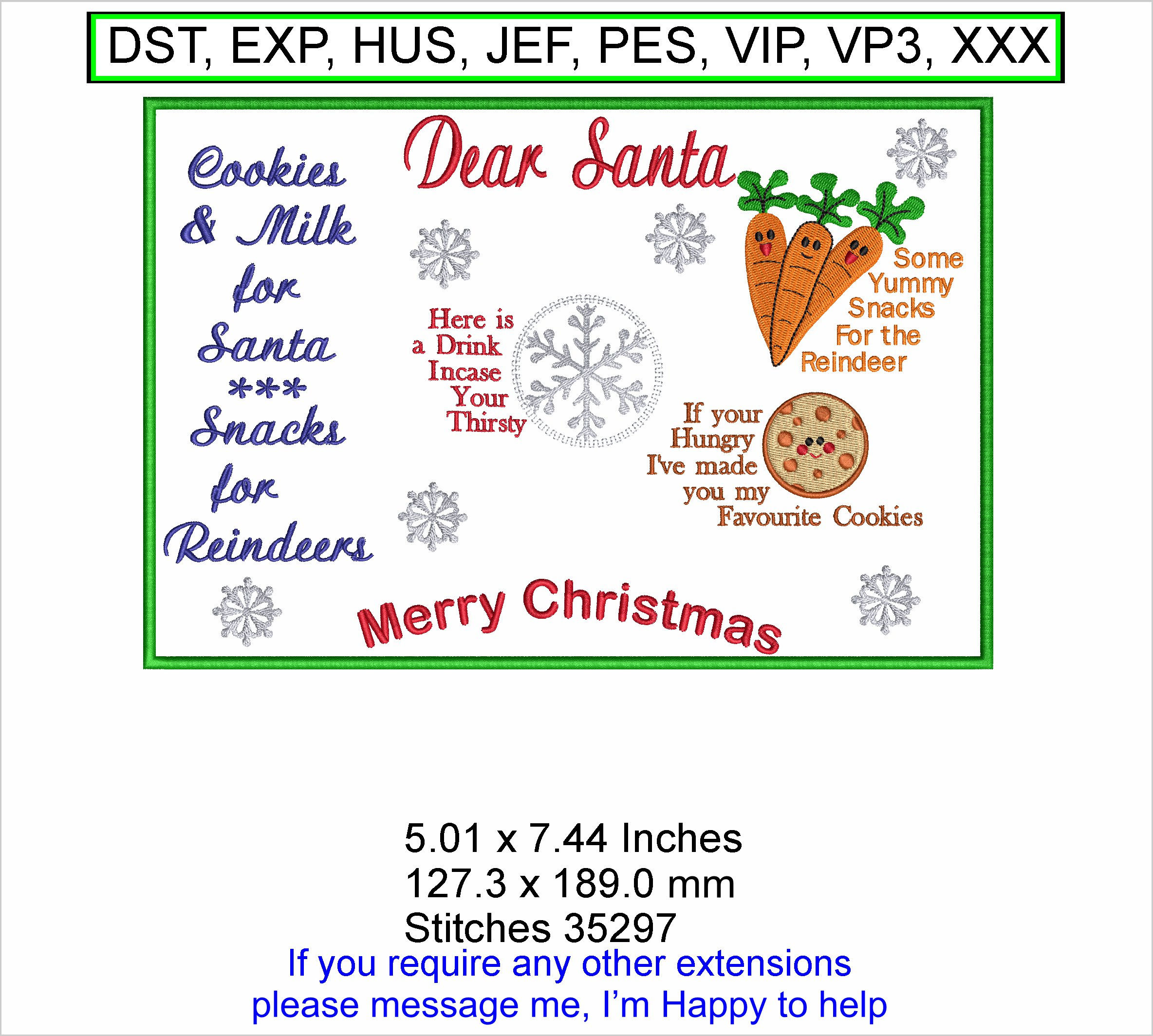 Santa & Reindeer Placemat large Machine Embroidery Hoop Design ITH