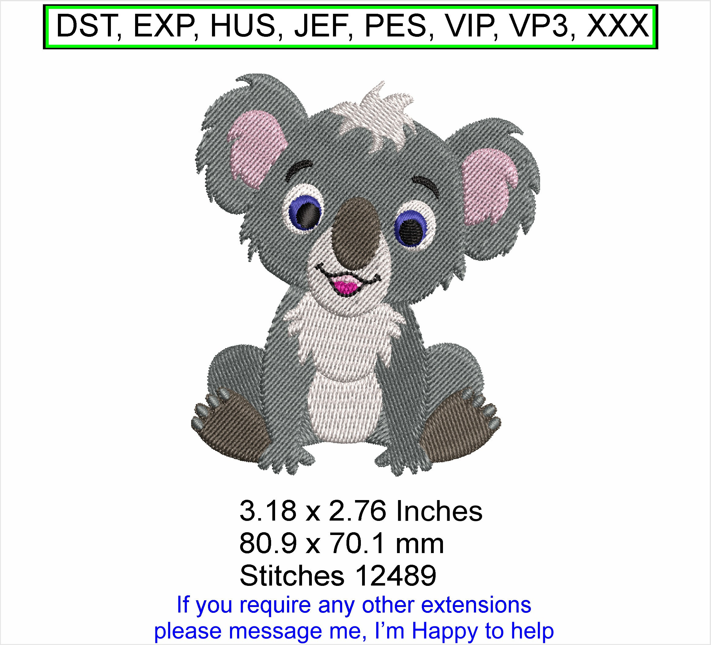 Kenny the Koala Australian Animal - Machine Embroidery hoop Design ITH