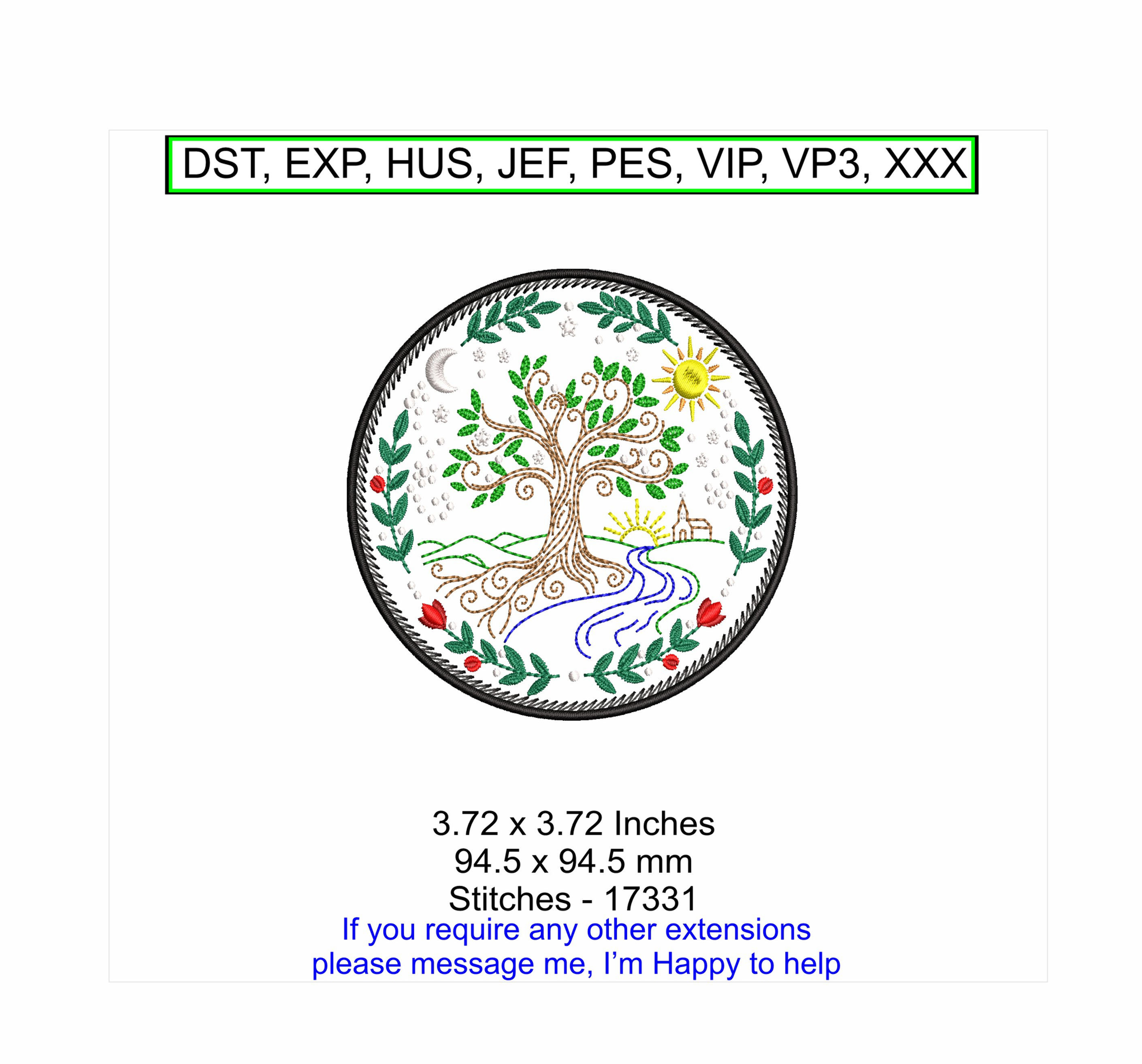 Spiritual Tree small Retro Machine Embroidery Hoop Design ITH Digital Download