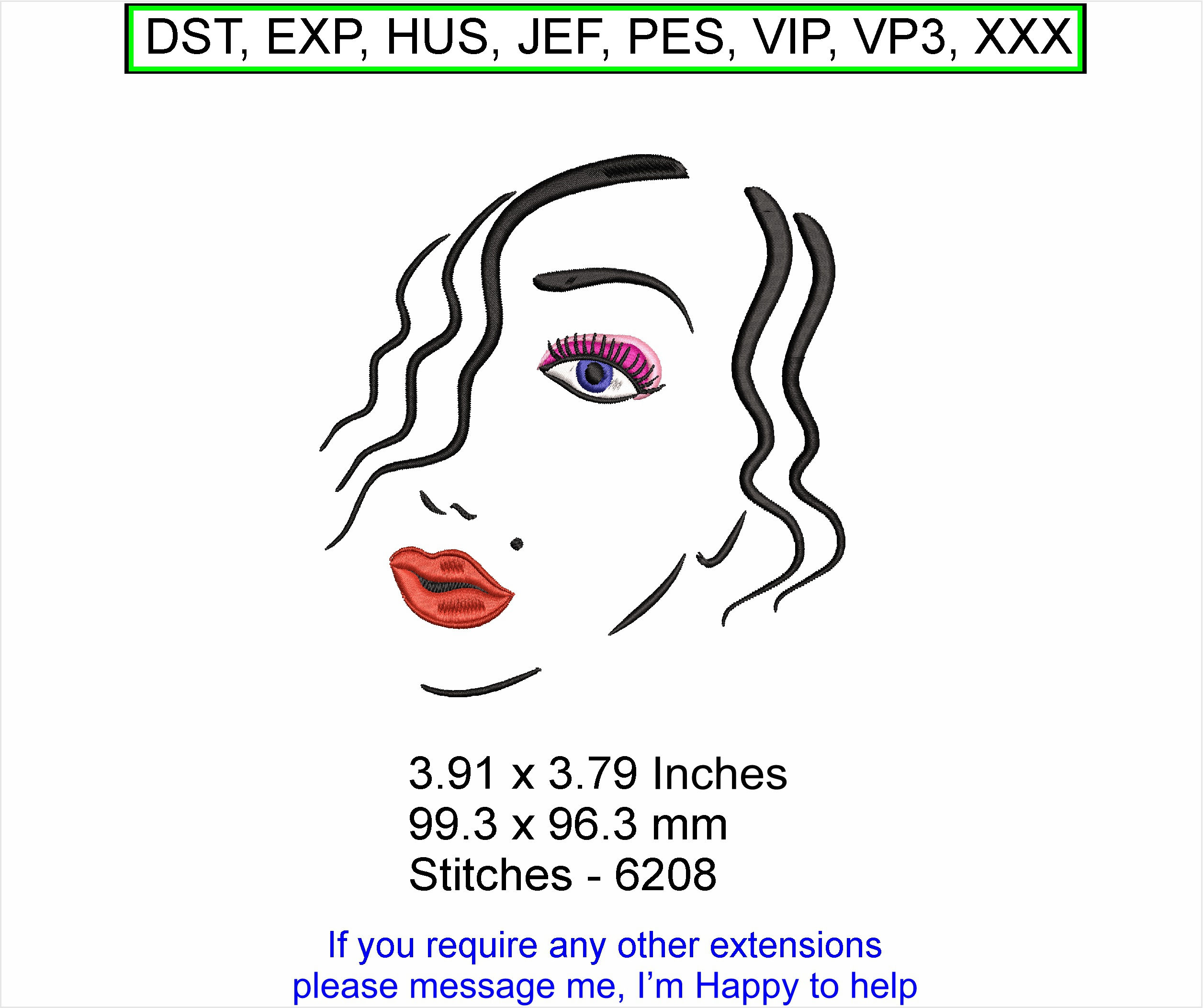 Shelley's retro abstract Face Art small Machine Embroidery Hoop Design ITH