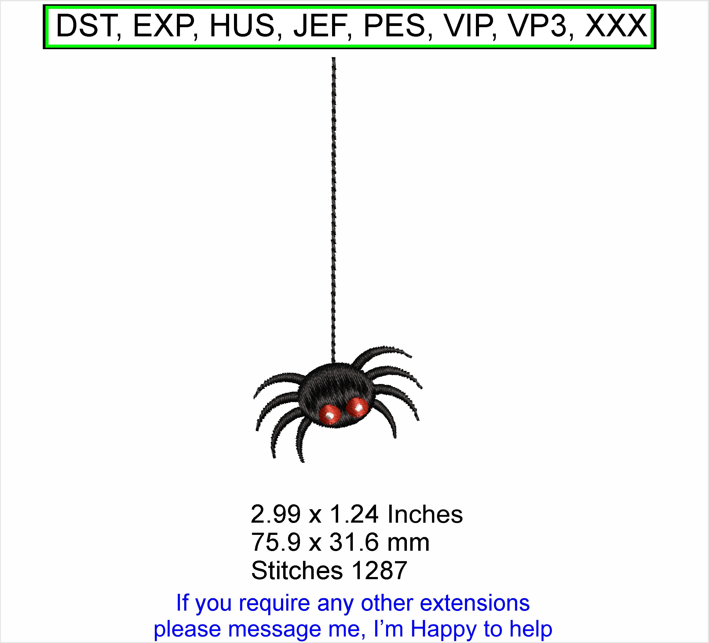 Shellby the Spider - Small Machine Embroidey Hoop Design Instant Download ITH