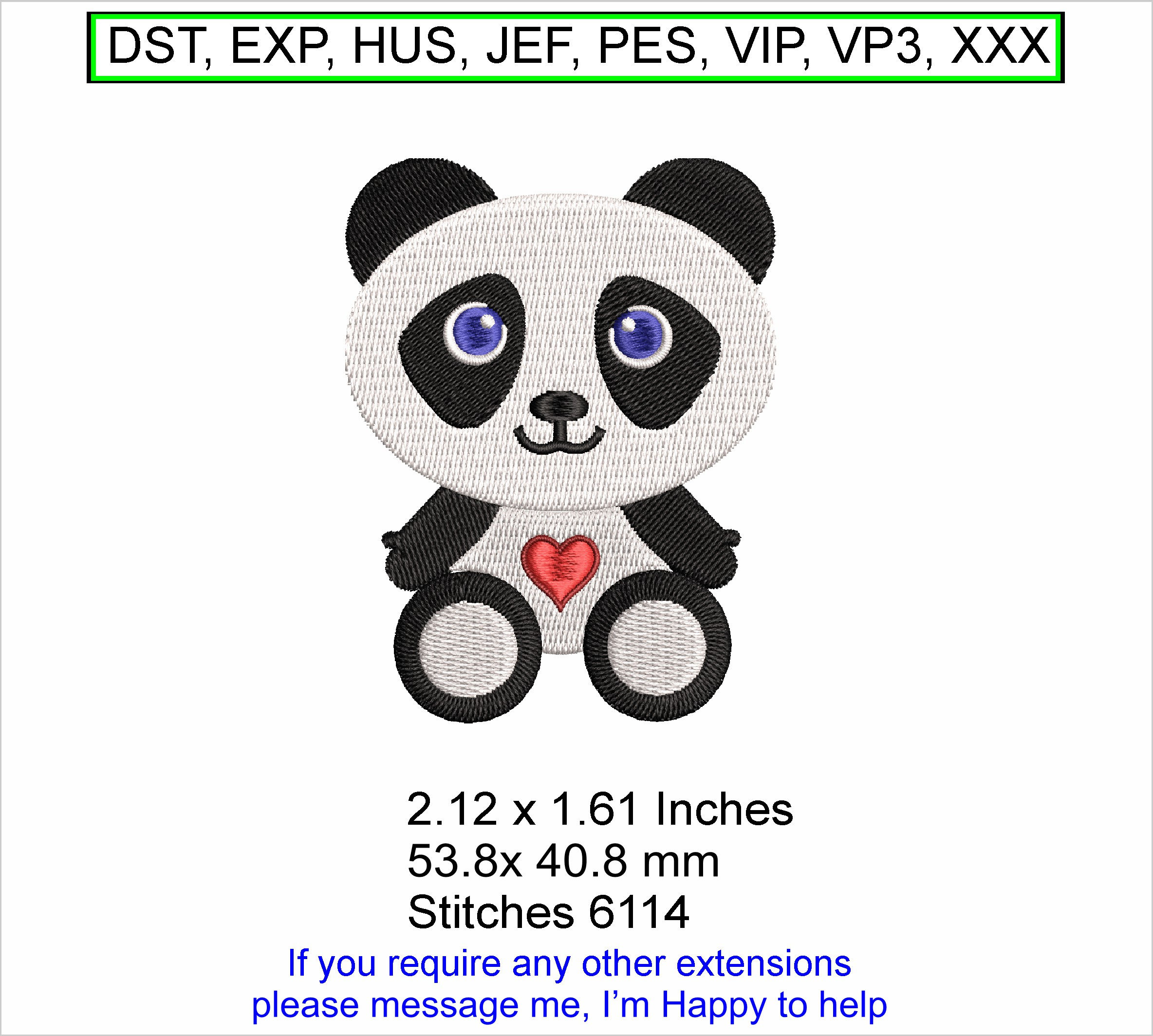 Penelope Panda Cartoon - Machine Embroidery Hoop Design ITH (Digital Download)