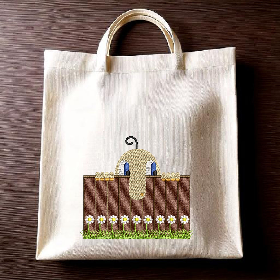 Thumbnail: Monster on the Fence Medium Embroidery Hoop Design ITH