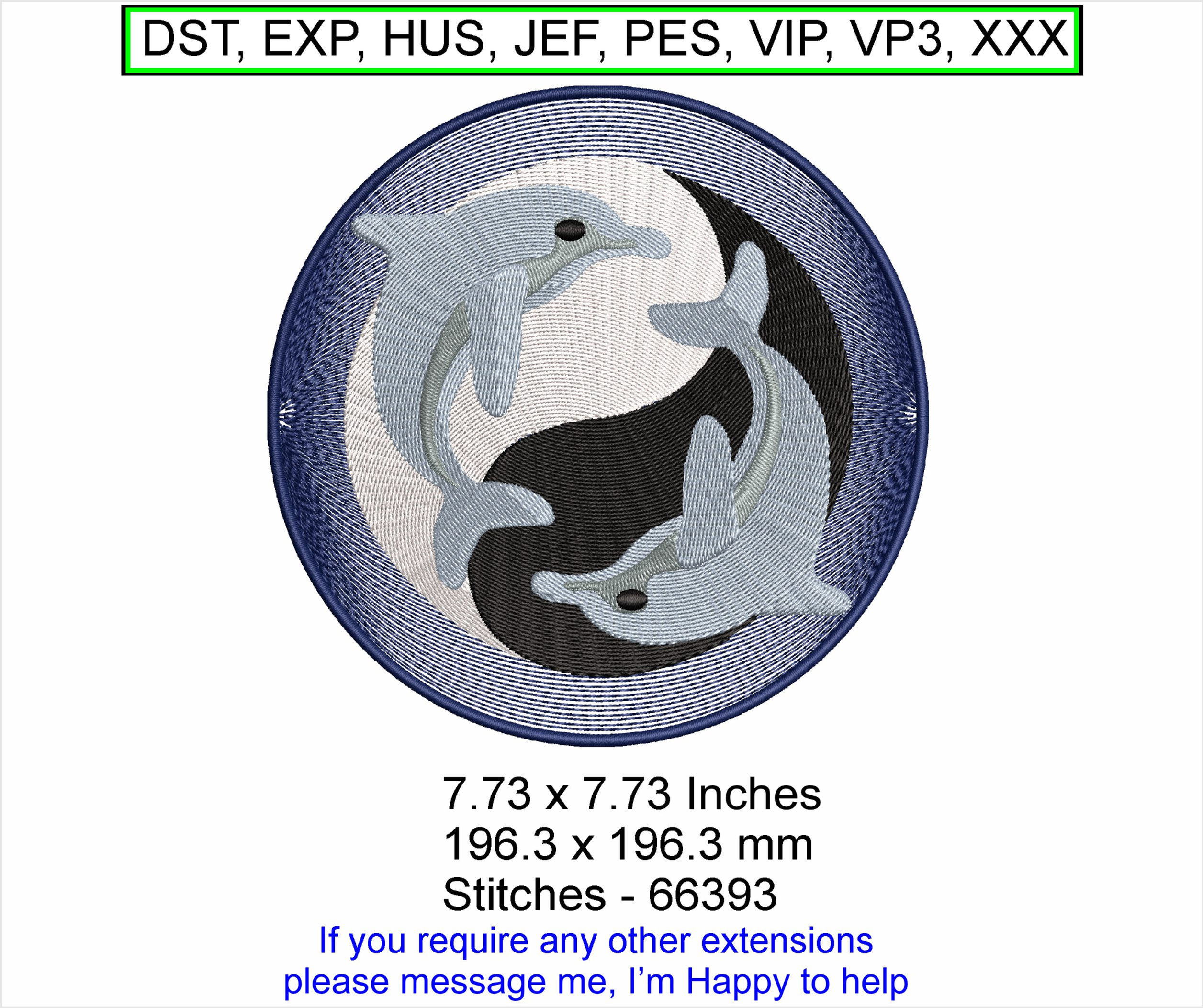 Yin and Yang Dolphin - Spiritual Machine Embroidery Hoop Design ITH