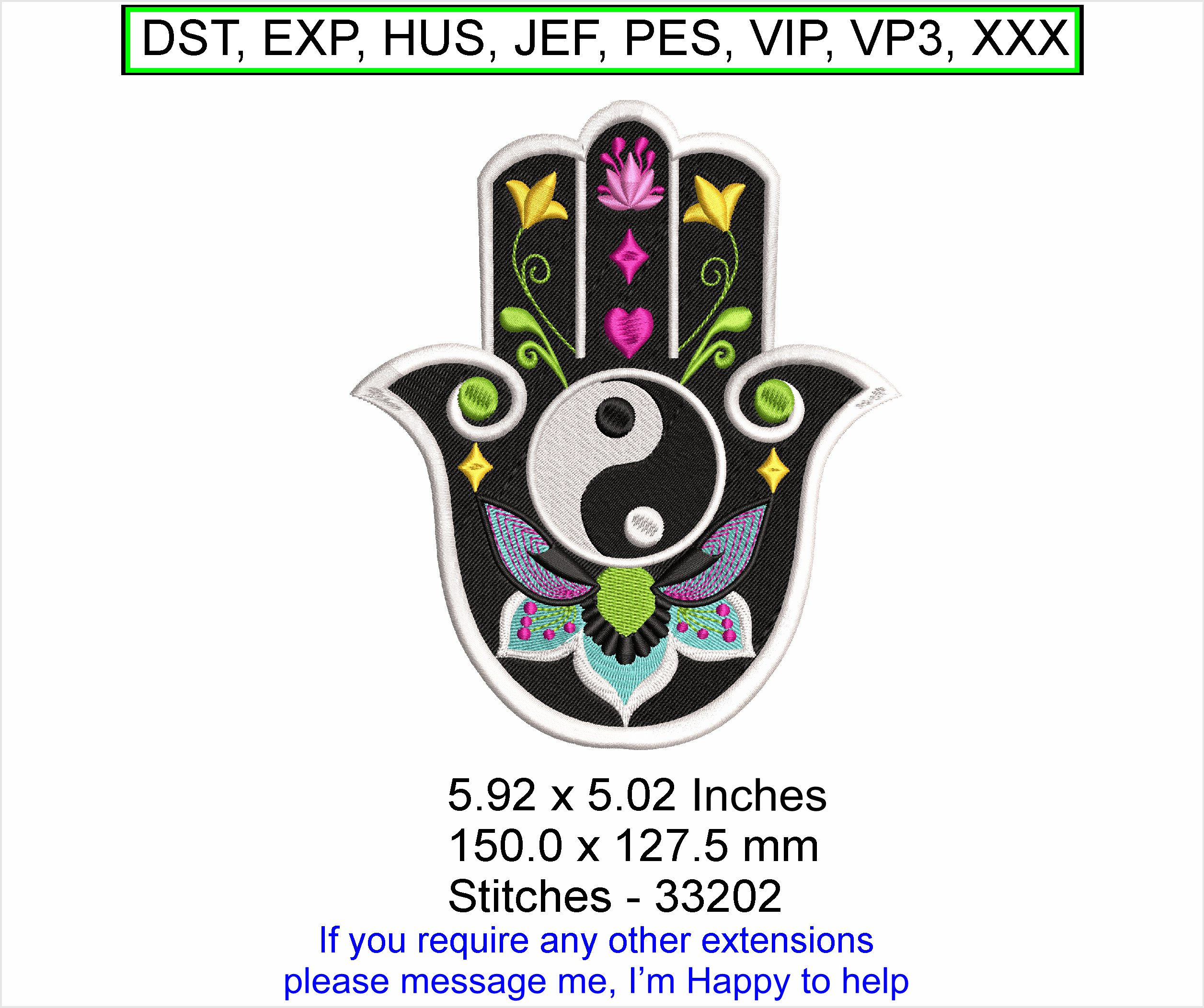 Hamsa Spiritual Hand - Medium - Machine Embroidery Hoop Design ITH
