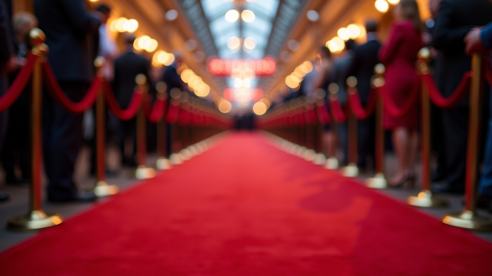 Eye-level view of a celebrity event with a red carpet