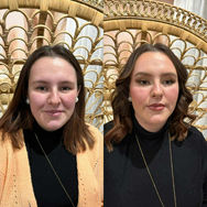 Transformation beauté d'une femme, avant et après maquillage, MME BEAUTE, portrait. 