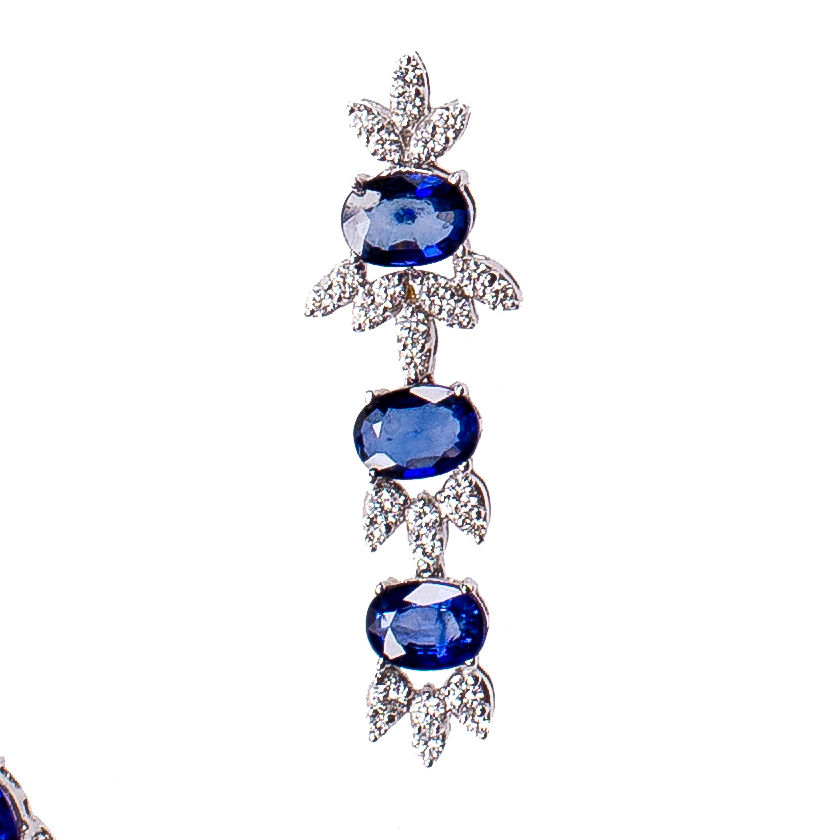 Thumbnail: Diamond &  Blue Sapphire Studded In White Gold Necklace Set