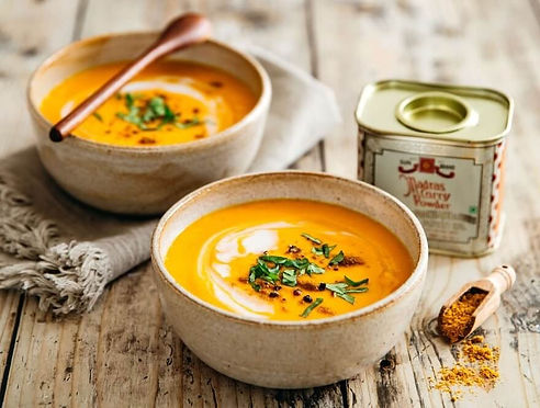 Velouté patate douce & carotte au curry doux