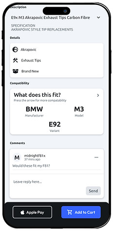 Partshare Product Screen