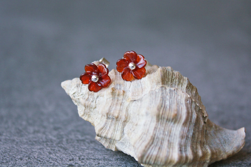 Miniaturbild: Granat - Ohrstecker "Geranium"