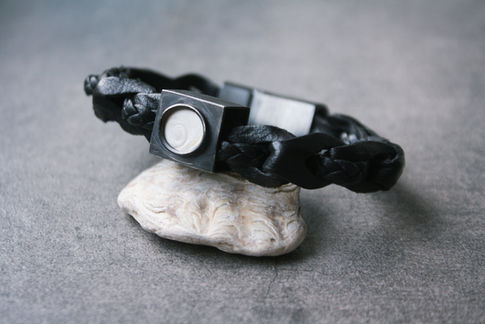 Herrenarmband schwarz Leder