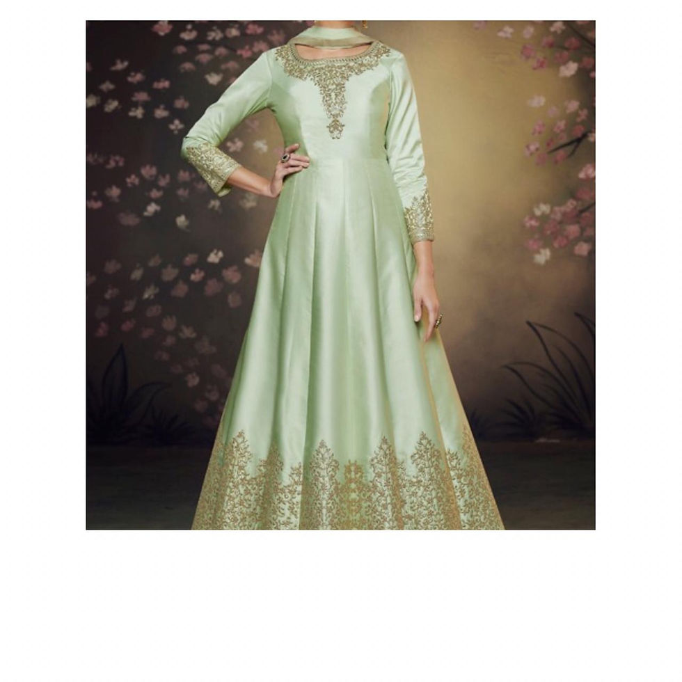 Thumbnail: Sea Green heavy silk gown with dupatta