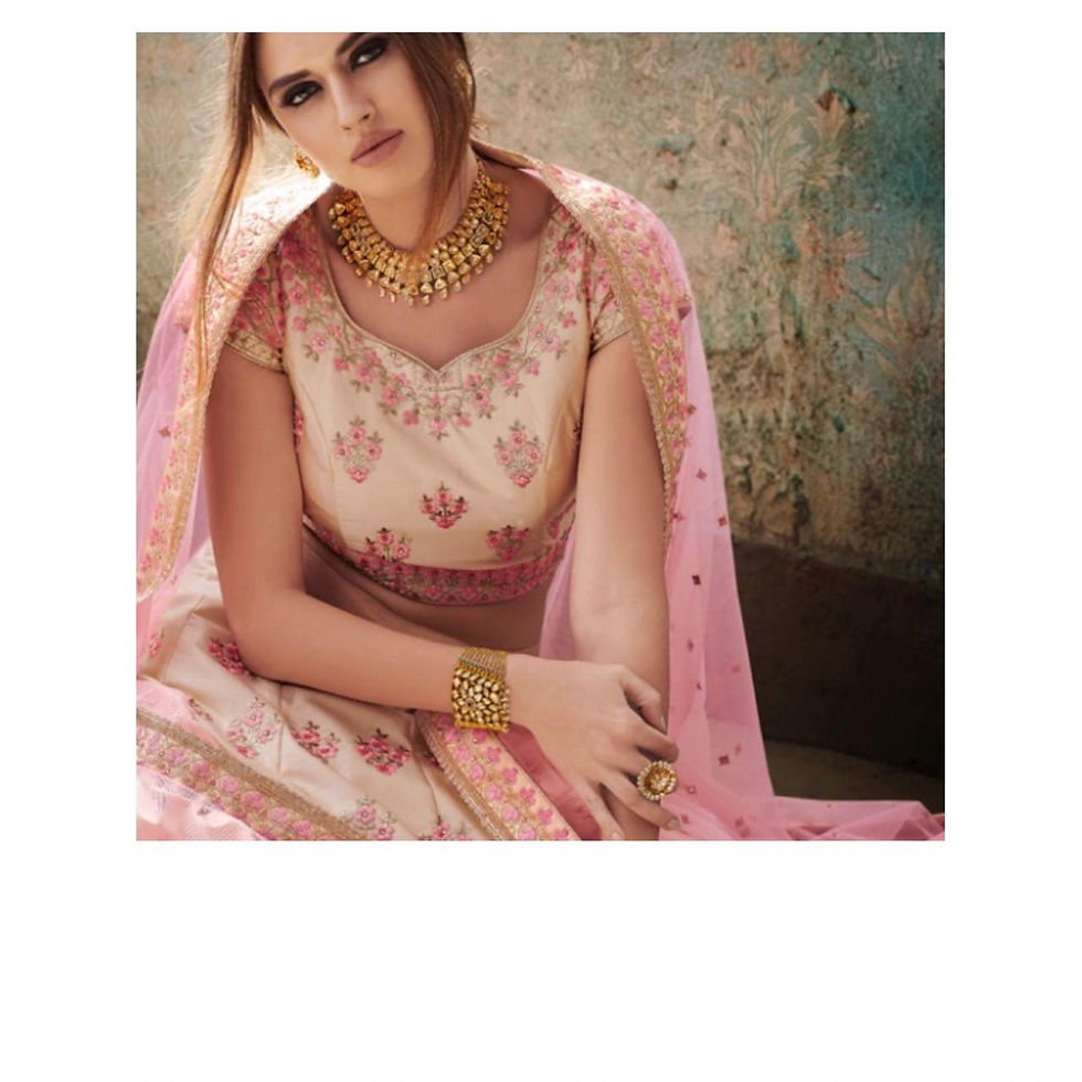 Thumbnail: Elegant Ivory and pink lehnga with heavy embroidery