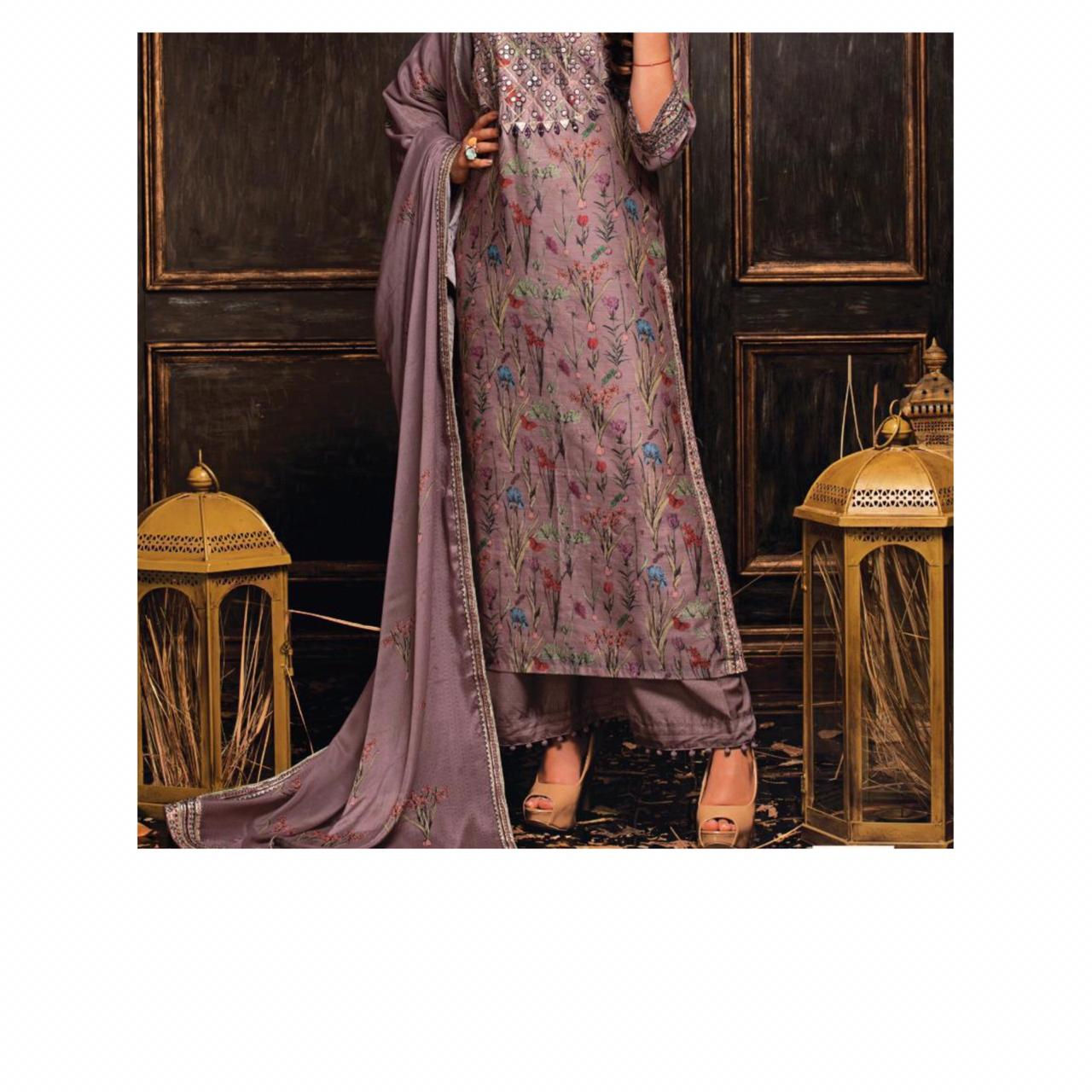 Elegant satin silk printed suit