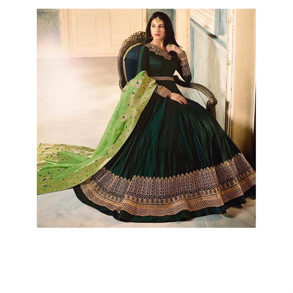 Thumbnail: Royal green Anarkali floor length with banarasi dupatta