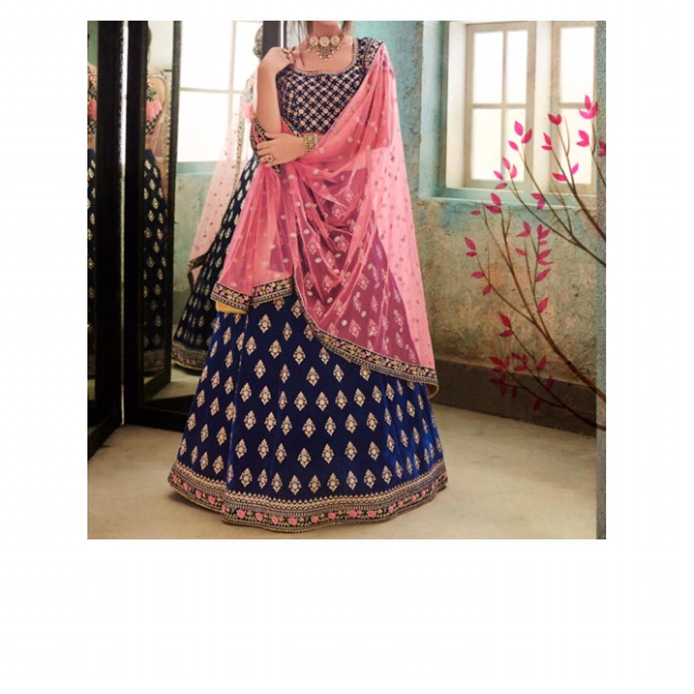Thumbnail: Blue heavy lehnga with contrast dupatta