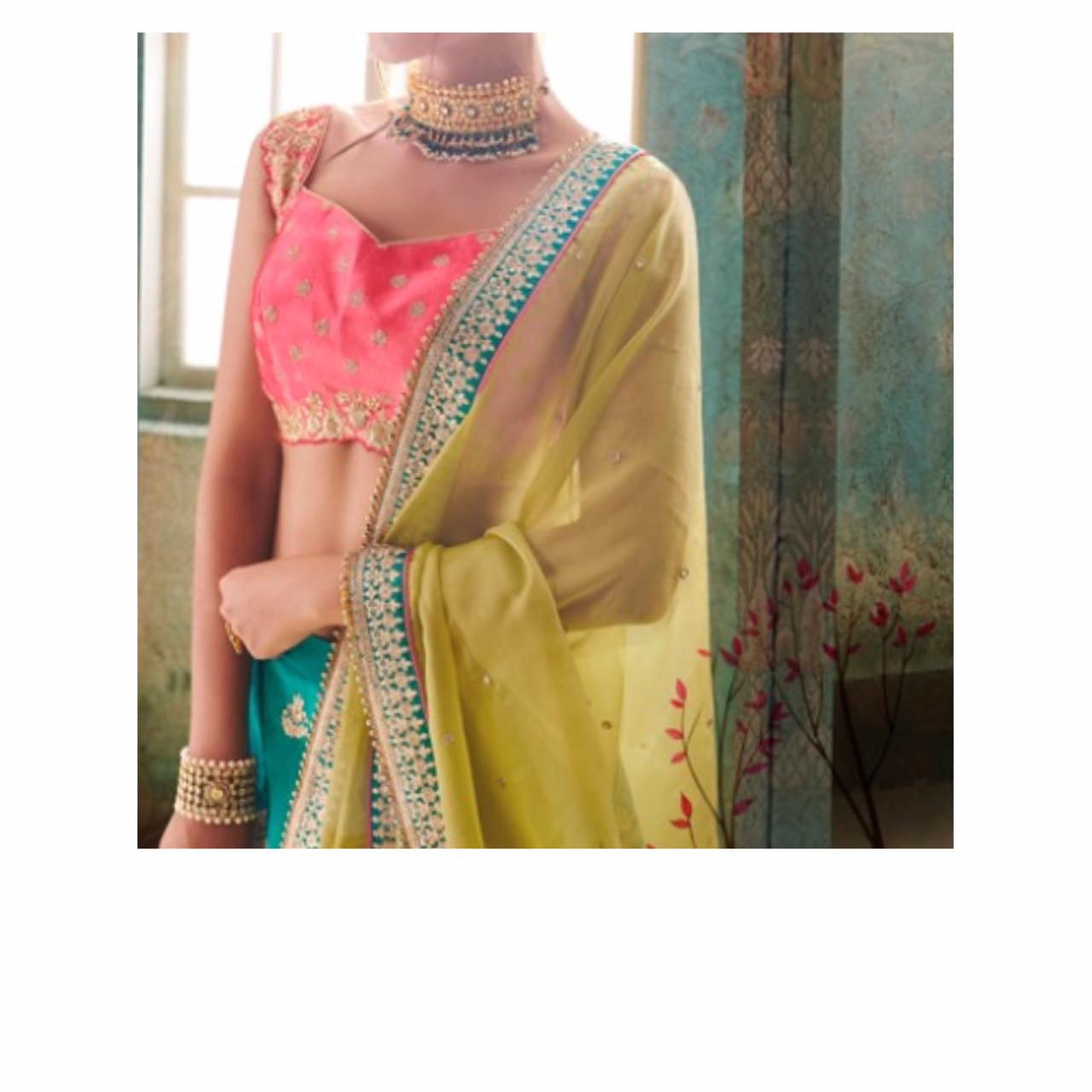 Stylish lehnga choli with contrast dupatta