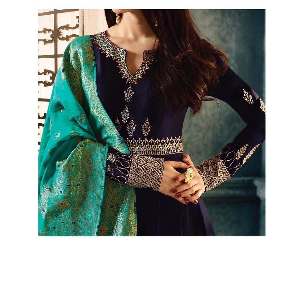 Thumbnail: Elegant Blue Anarkali with embroidery and banarasi dupatta