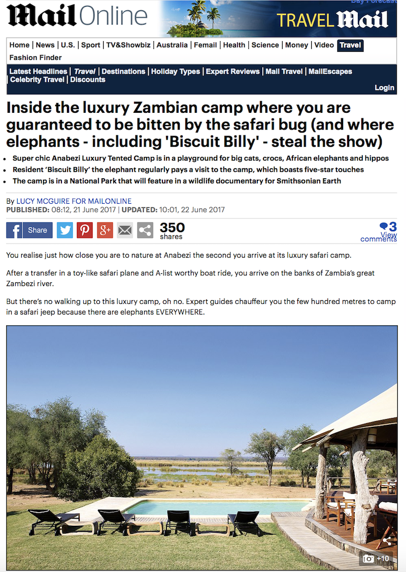 Inside Anabezi tented camp, Zambia