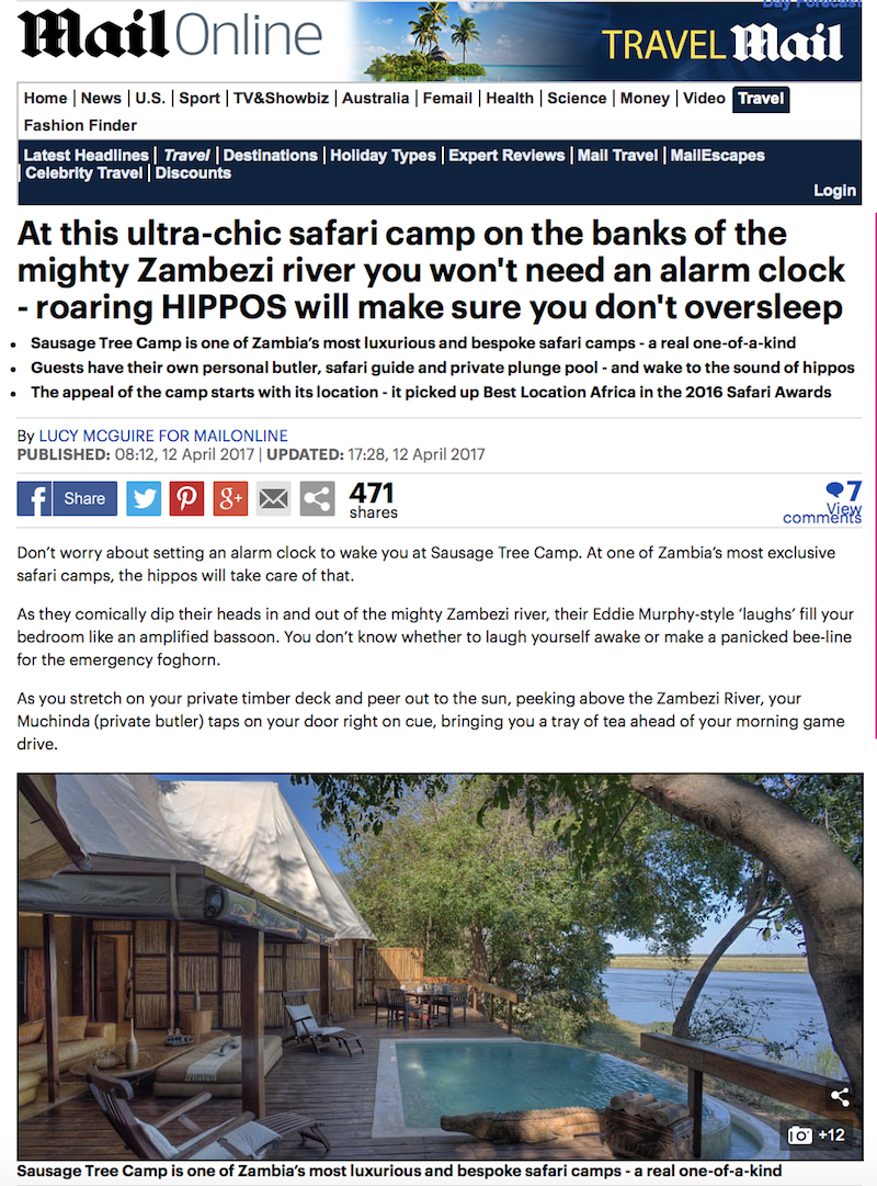 Ultra-chic safari camp, Zambia