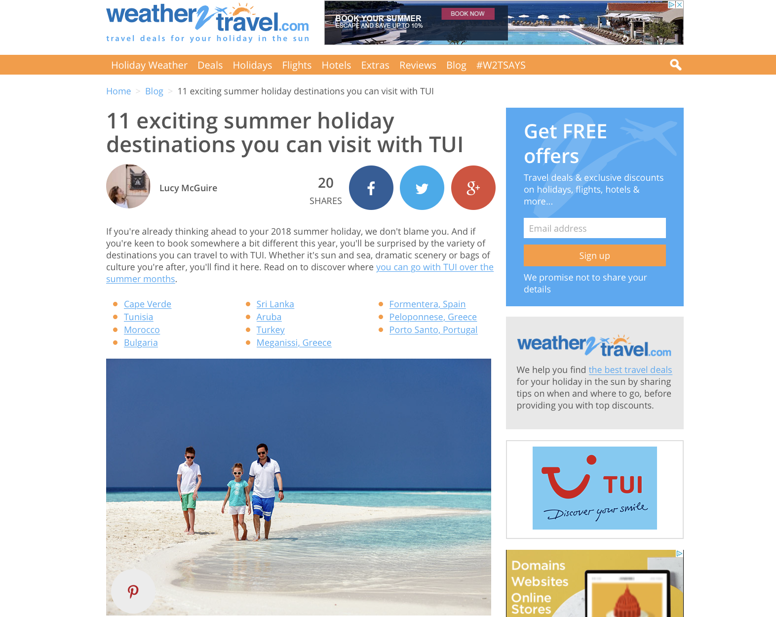TUI article for Weather2Travel