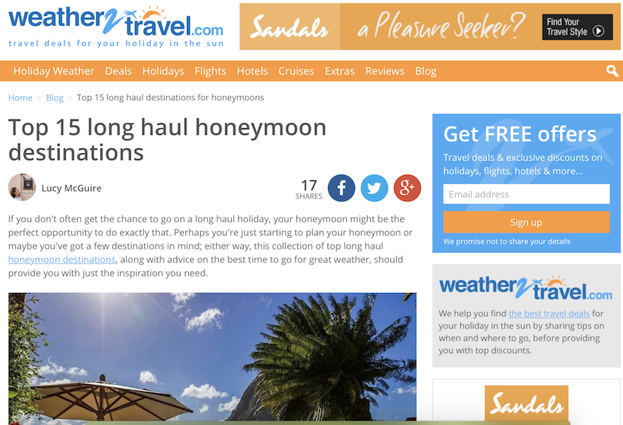 Honeymoon destinations