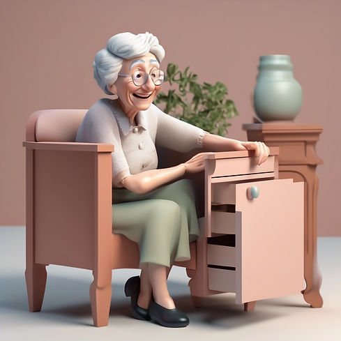 a happy elderly lady looking at her new piece of furniture.jpg