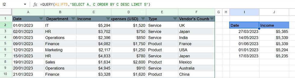 פונקציית QUERY