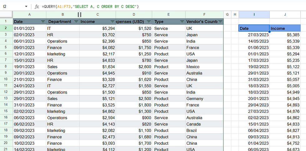 פונקציית QUERY