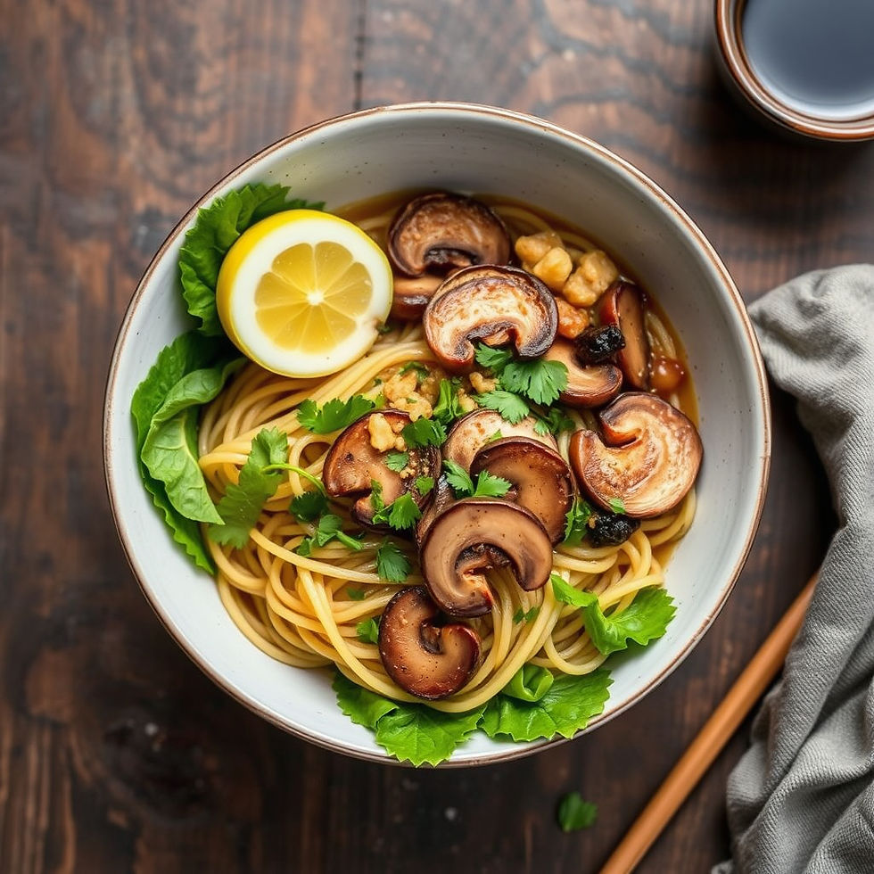 Savory mushroom noodle bowl