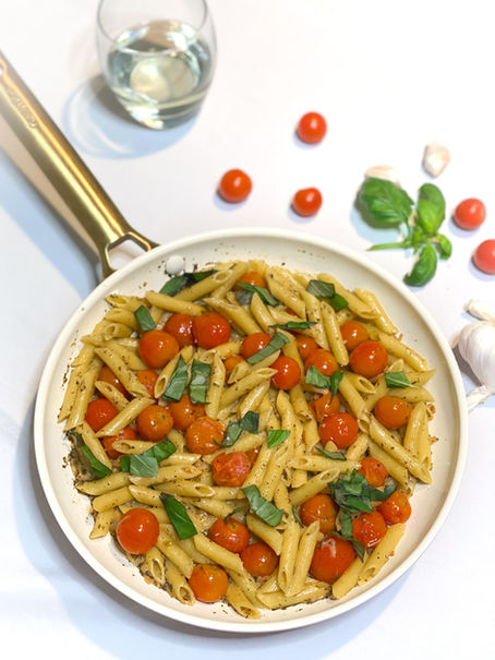 Tomato & Basil Pasta with White Wine Sauce