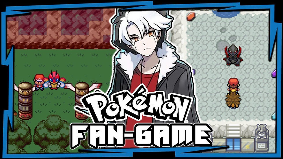 Pokémon fan game: anime-style character, pixelated battle
