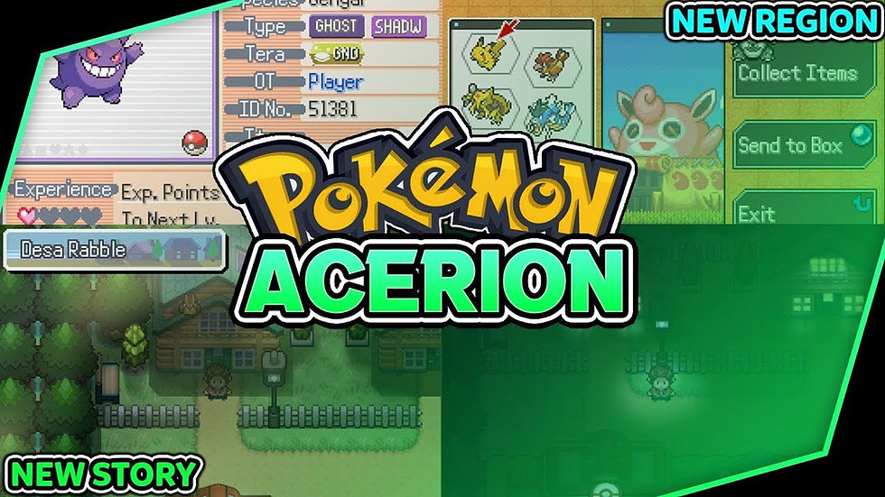 Pokémon fan game: anime-style character, pixelated battle