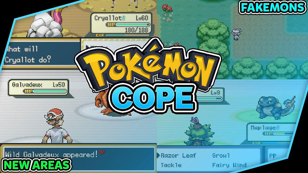 Pokémon fan game: anime-style character, pixelated battle