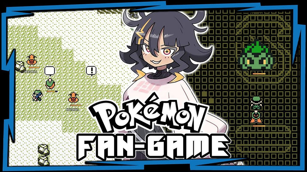 Pokémon fan game: anime-style character, pixelated battle