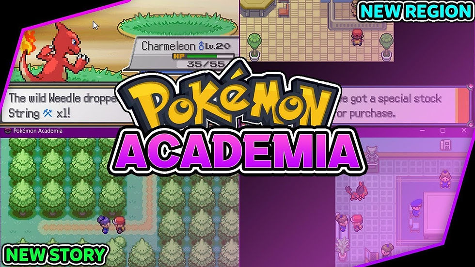 Pokémon fan game: anime-style character, pixelated battle